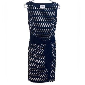 Joseph Ribkoff Black & Cream Diamond Sleeveless Cocktail  Dress Women’s Size 6